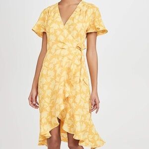 Joie Yellow Floral Amelian Wrap Dress